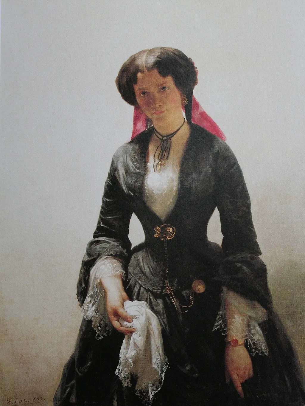 Bertha Schlatter, the Artist's Bride, by Rudolf Koller, oil, 1855