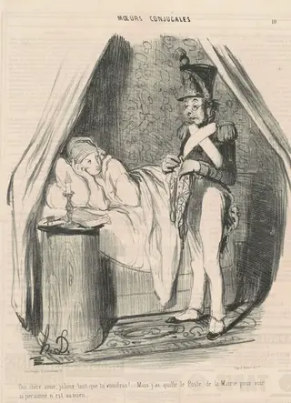 Oui, chère amie, jaloux tant que tu voudras!..., by Honoré Daumier, ink, 1839