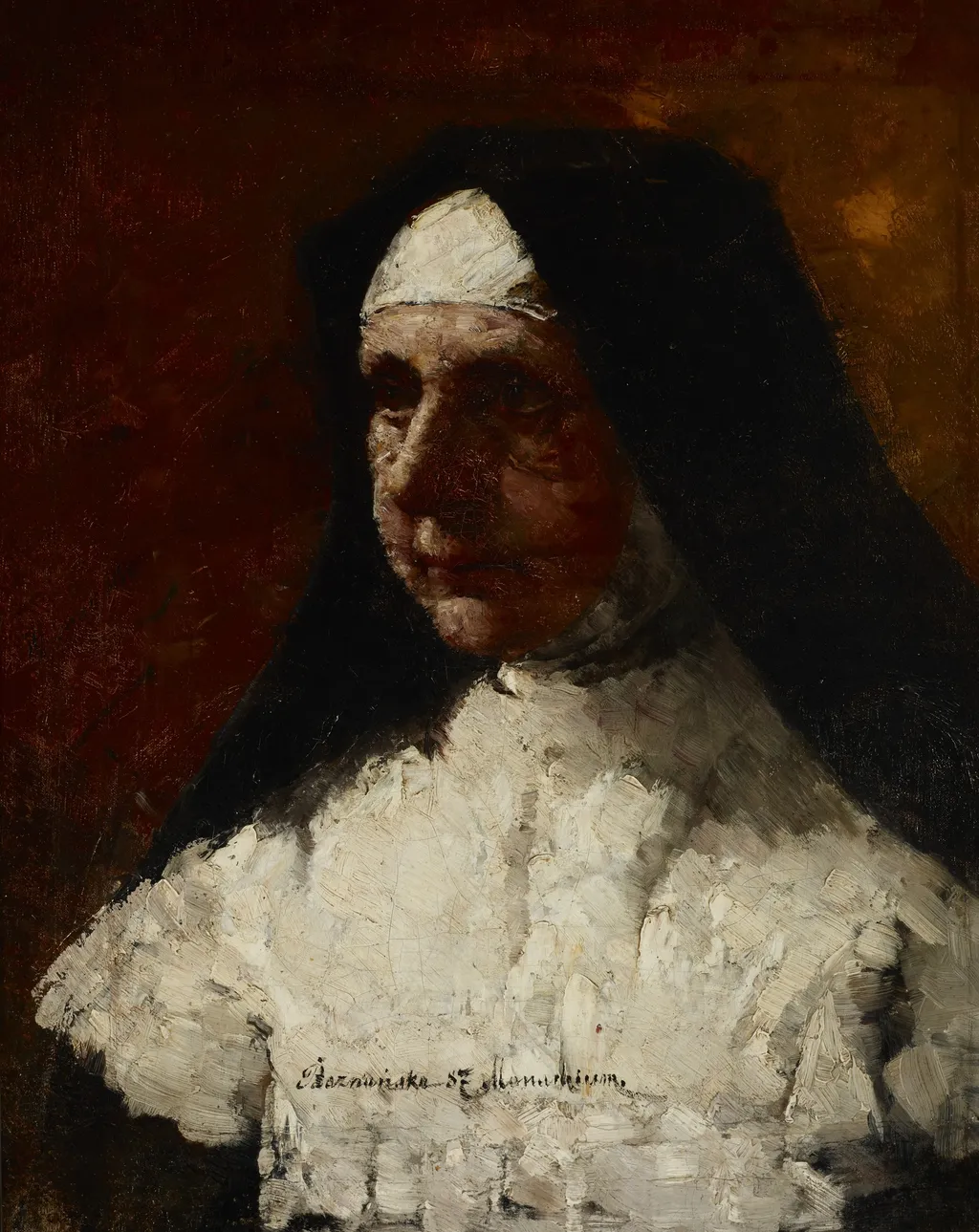 Study of a Nun, by Olga Boznańska, oil, 1894