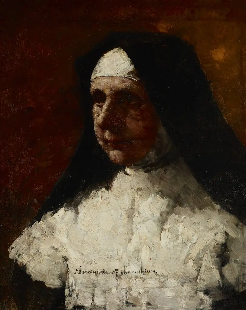 Study of a Nun, by Olga Boznańska, oil, 1894
