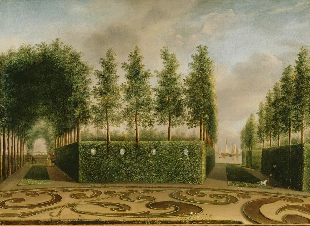 A Formal Garden, by Johannes Janson, oil, 1766
