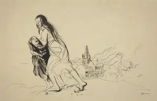 After Douai, by Jean-Louis Forain, ink, 1918