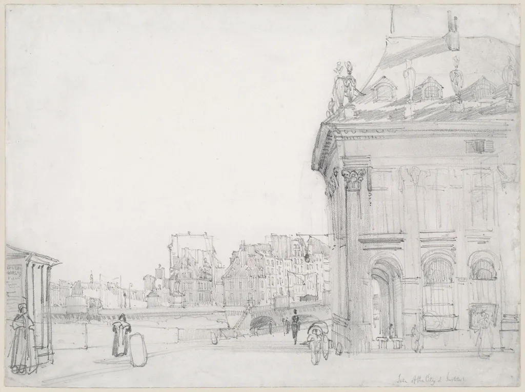Ile de la Cité from the Institut, Paris, by Thomas Shotter Boys, graphite, 1832