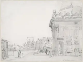 Ile de la Cité from the Institut, Paris, by Thomas Shotter Boys, graphite, 1832
