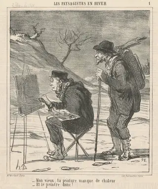 Mon vieux, ta peinture manque de chaleur ..., by Honoré Daumier, ink, 1864