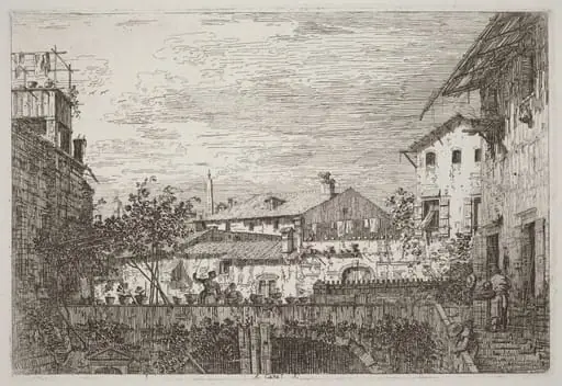 The Terrace [lower right], by Canaletto, ink, 1740