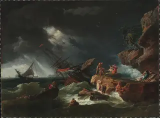 Castaways on the sea, by Pierre-Jacques Volaire, oil, 1765