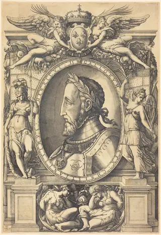 Henri II, King of France, by Nicolas Beatrizet, ink, 1556