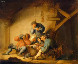 Sense of Taste, by Adriaen van Ostade, oil, 1635