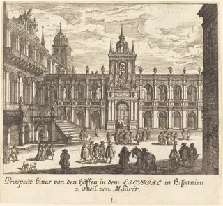 Escorial, Spain, by Melchior Küsel, ink, 1681