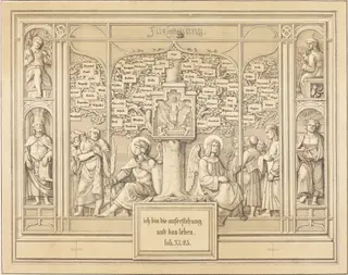 Dedication: Ich bin die Auferstehung und das Leben (I am the resurrection and the life), by Ferdinand Olivier, ink, 1823