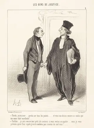Perdu, monsieur... perdu sur tous les points..., by Honoré Daumier, ink, 1845