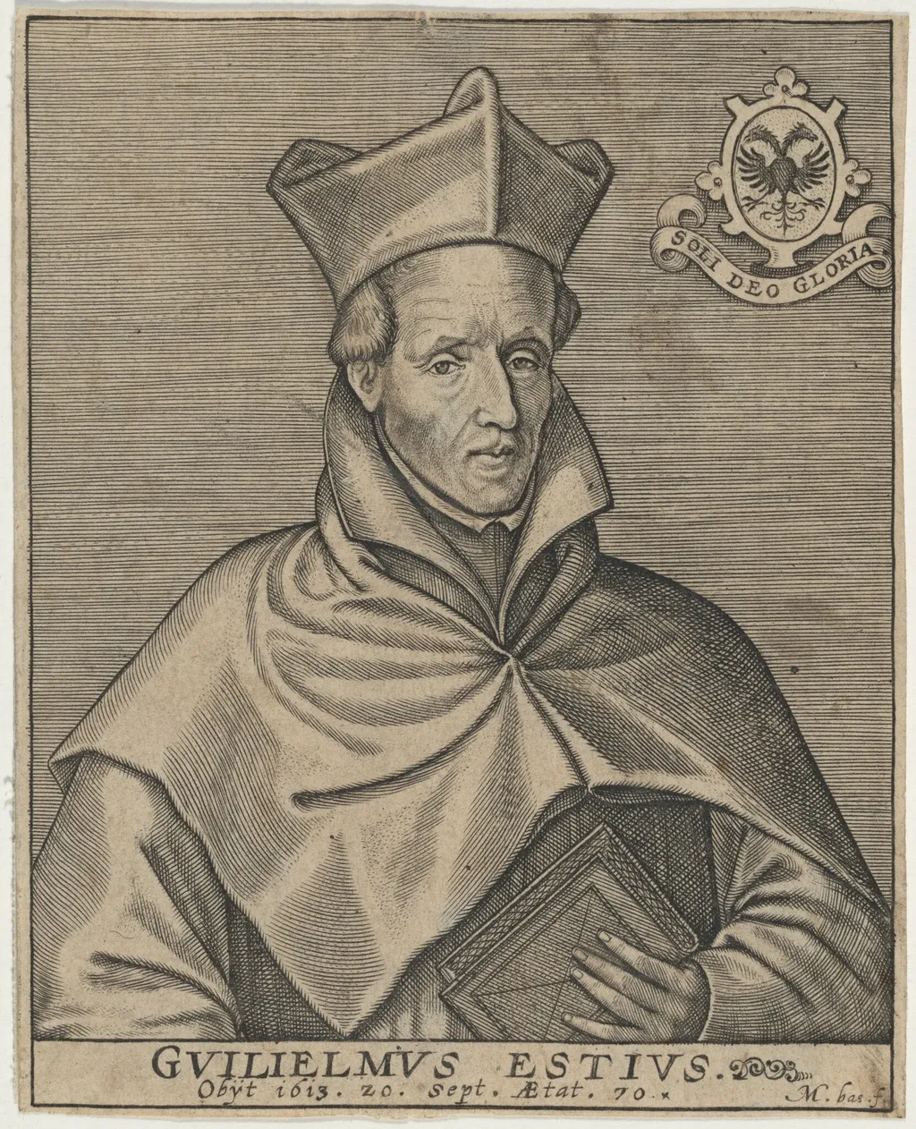 William Estius, Catholic Priest, by Martin Baes, ink, 1614