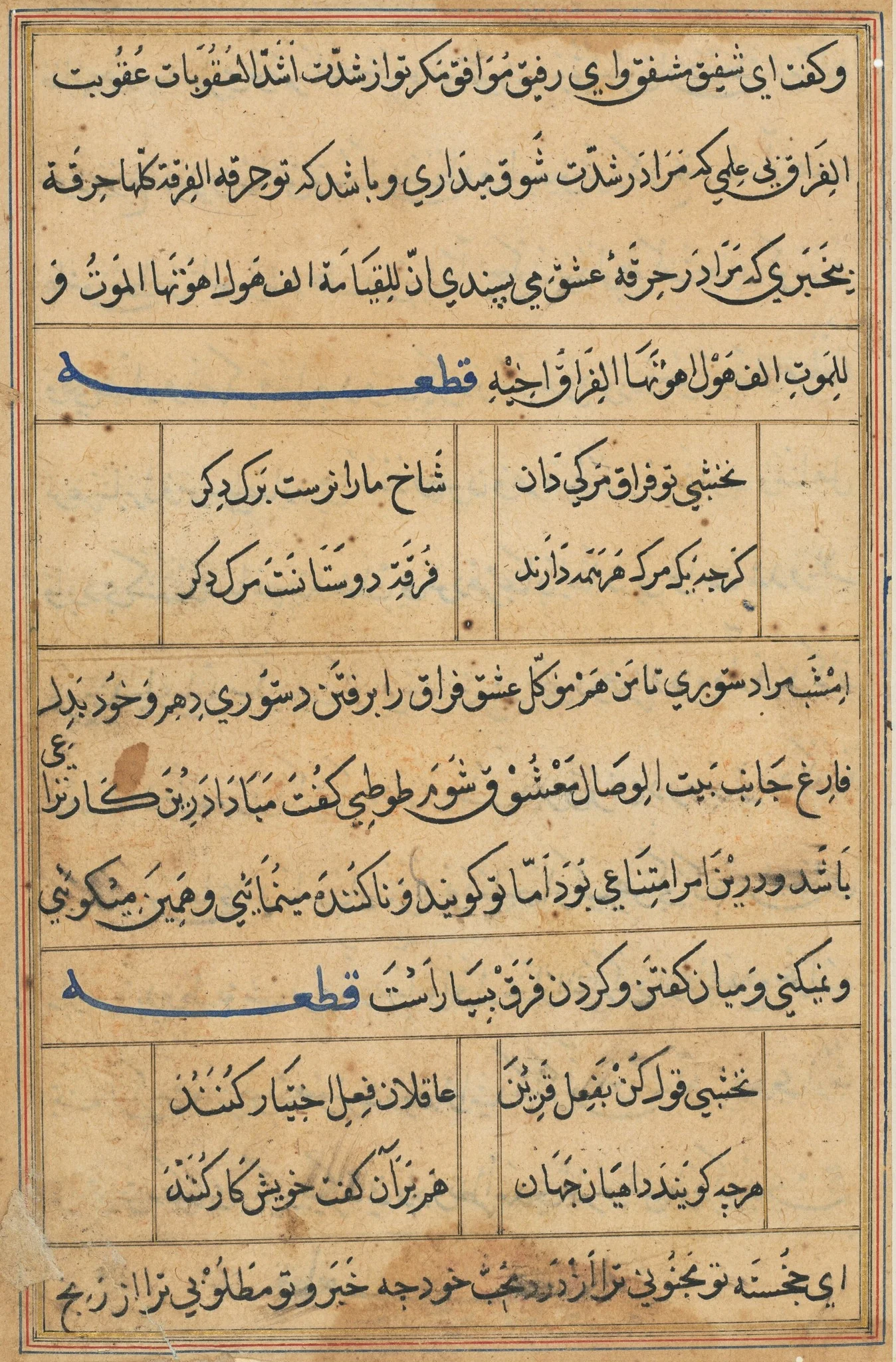 Page from Tales of a Parrot (Tuti-nama): text page, detail