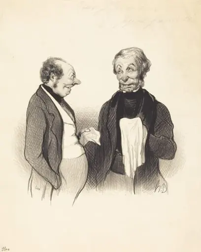 Une Heureuse nouvelle, by Honoré Daumier, ink, 1844