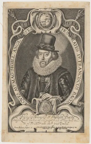 Sir Francis Bacon, by Simon van de Passe, ink, 1621