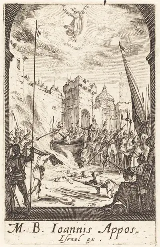 The Martyrdom of Saint John the Evangelist, by Jacques Callot, ink, 1634