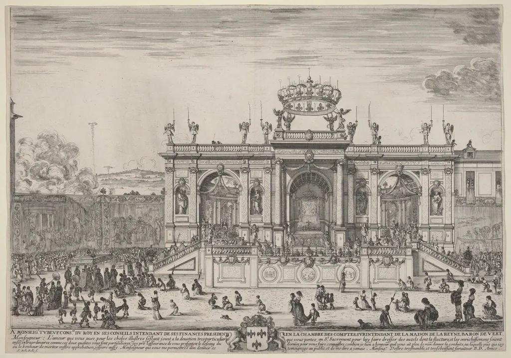 Altar for Corpus Christi Day, by Stefano Della Bella, ink, 1648