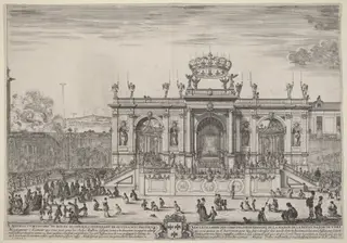 Altar for Corpus Christi Day, by Stefano Della Bella, ink, 1648