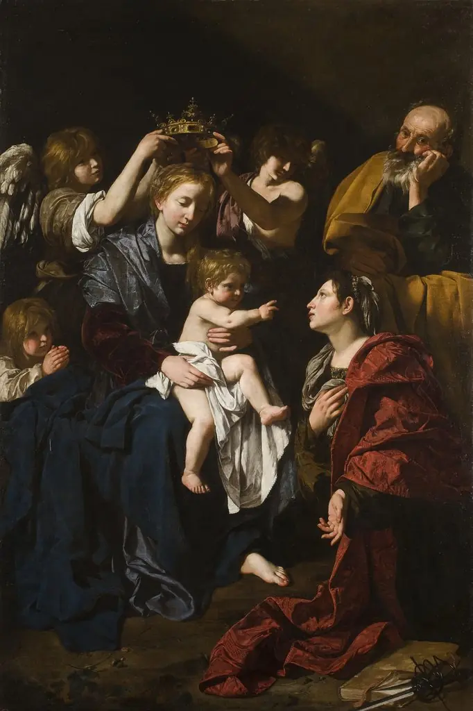 The Holy Family with Saint Catherine, by Bartolomeo Cavarozzi, oil, 1617