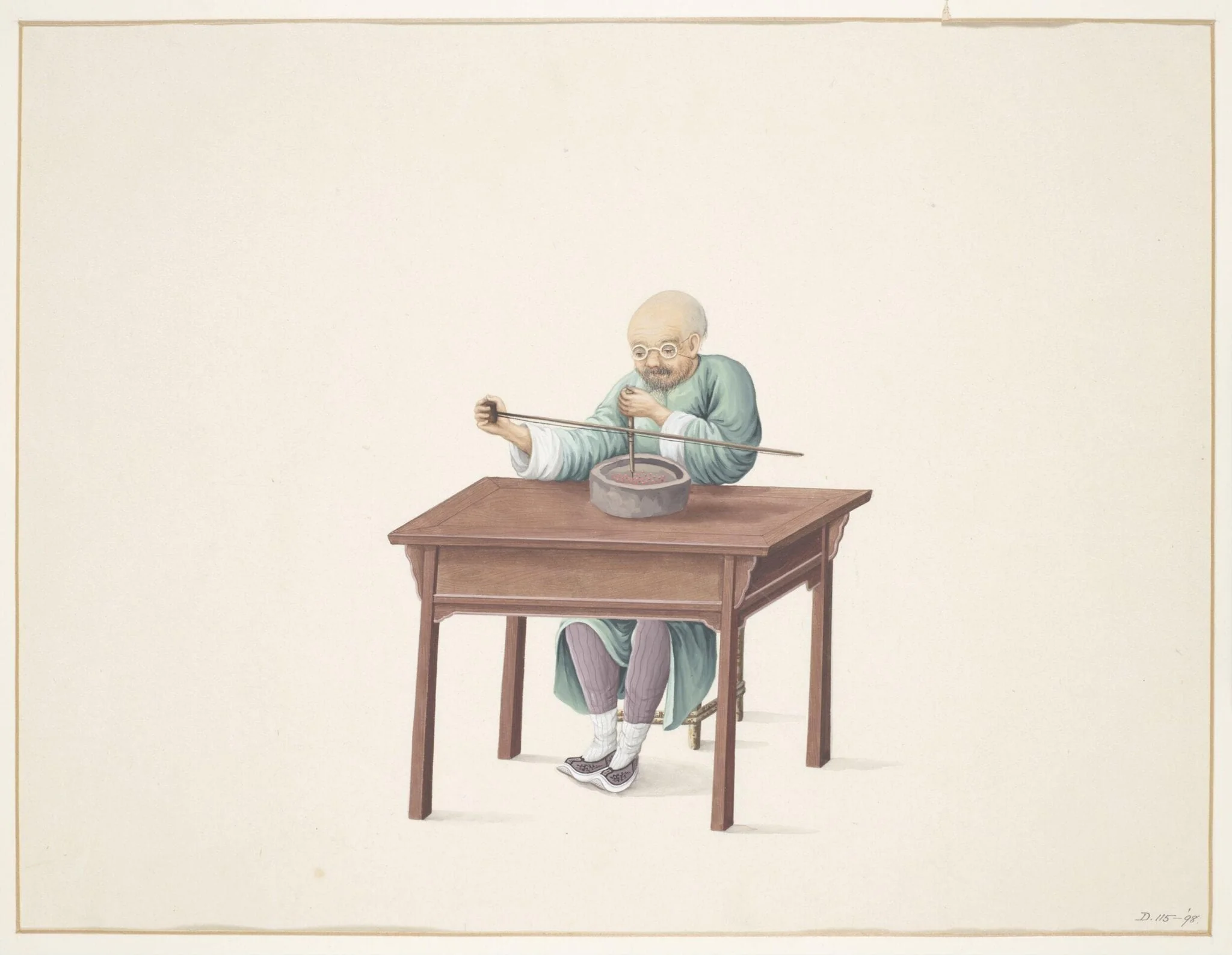 Man Drilling Seed Pearls, detail