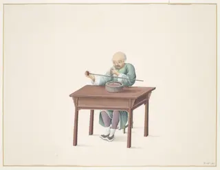 Man Drilling Seed Pearls, by Puqua, paint, 1790
