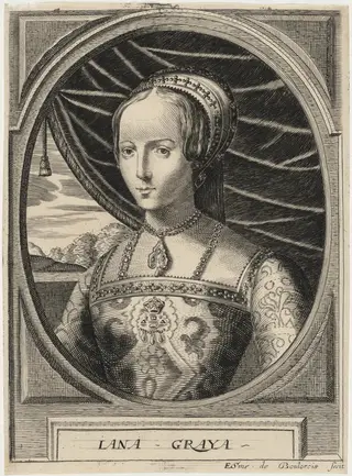 Lady Jane Gray, by Esme de Boulonois, ink, 1672