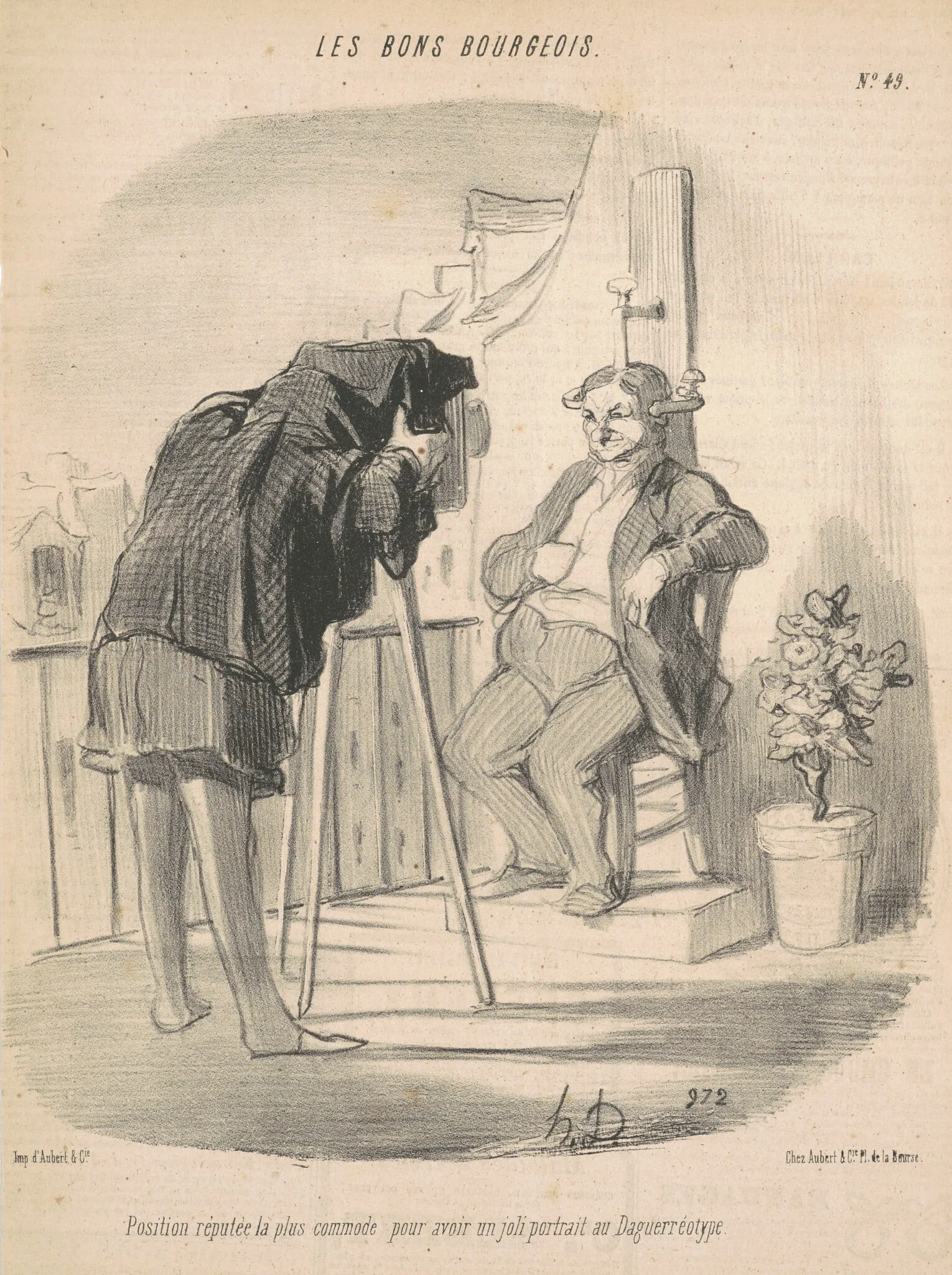 Position réputée la plus commode pour un portrait au daguerréotype, detail