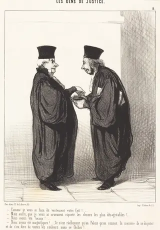 Comme je vous ai dit vertement votre fait!, by Honoré Daumier, ink, 1845