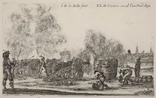 Firing the Cannons, by Stefano Della Bella, ink, 1641