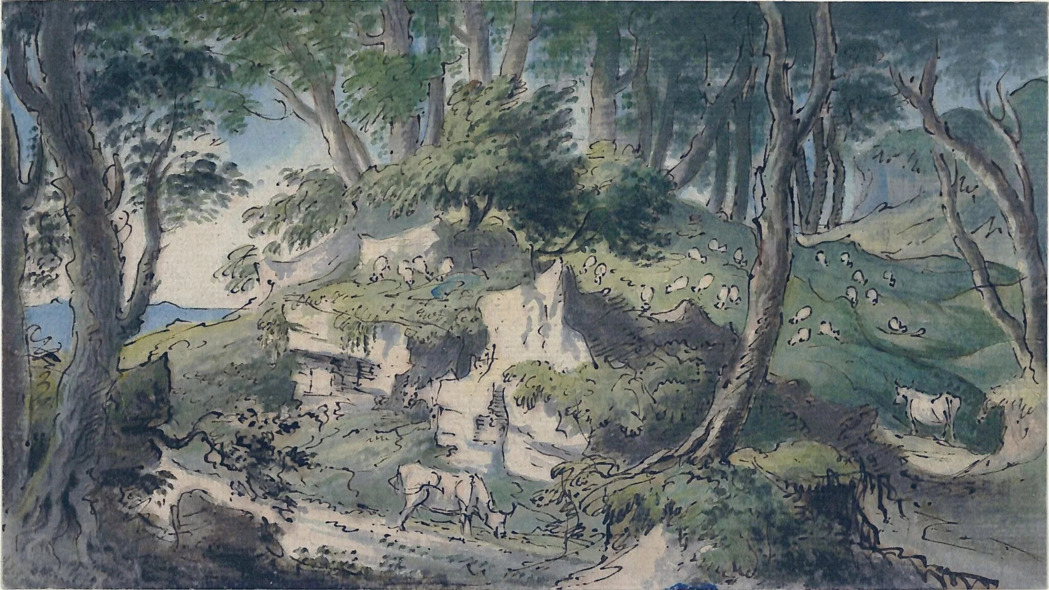 Landscape with Cows and Sheep, detail