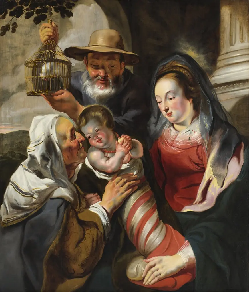 Holy Family with St. Anne, by Jacob Jordaens, unspecified, 1617