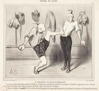 Un Complément de brillante éducation, by Honoré Daumier, ink, 1844