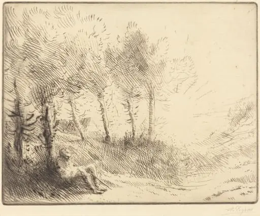 Landscape (Paysage), by Alphonse Legros, ink, 1874