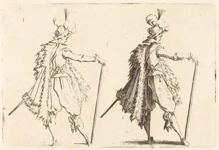 Gentleman with Cane, by Jacques Callot, ink, 1622