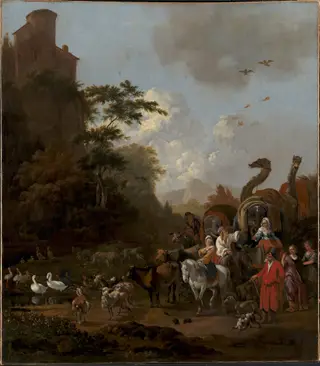 Noah Leaving the Ark, by Adam Colonia, oil, 1667