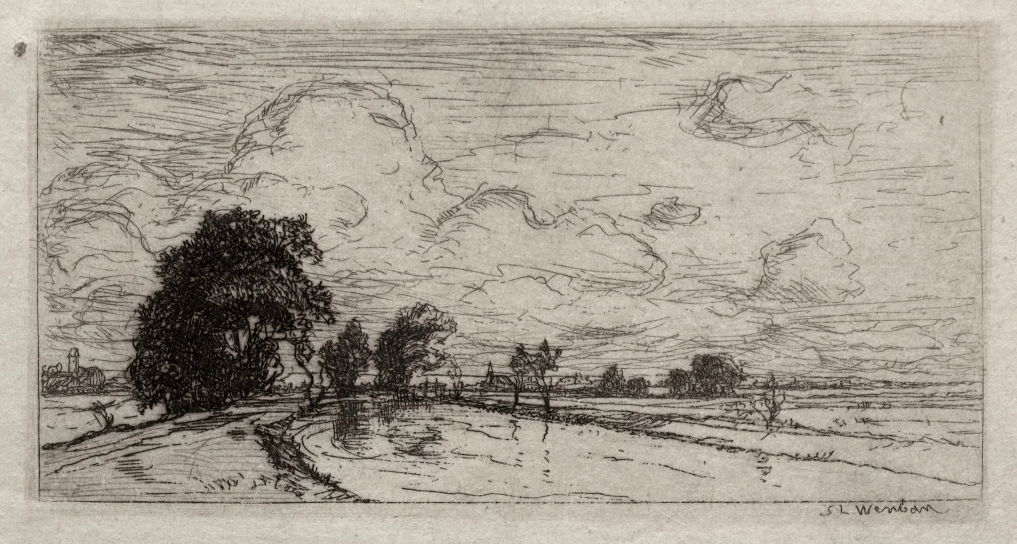 Flooded Landscape with Trees, detail