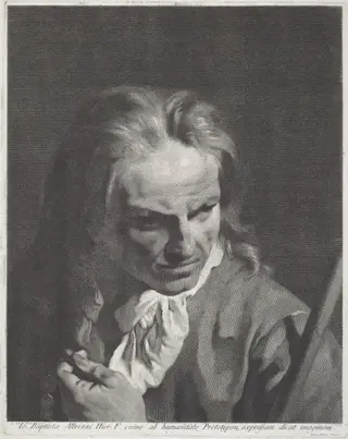 A Gentleman Pilgrim with a Rosary, by Marco Alvise Pitteri, ink, 1744