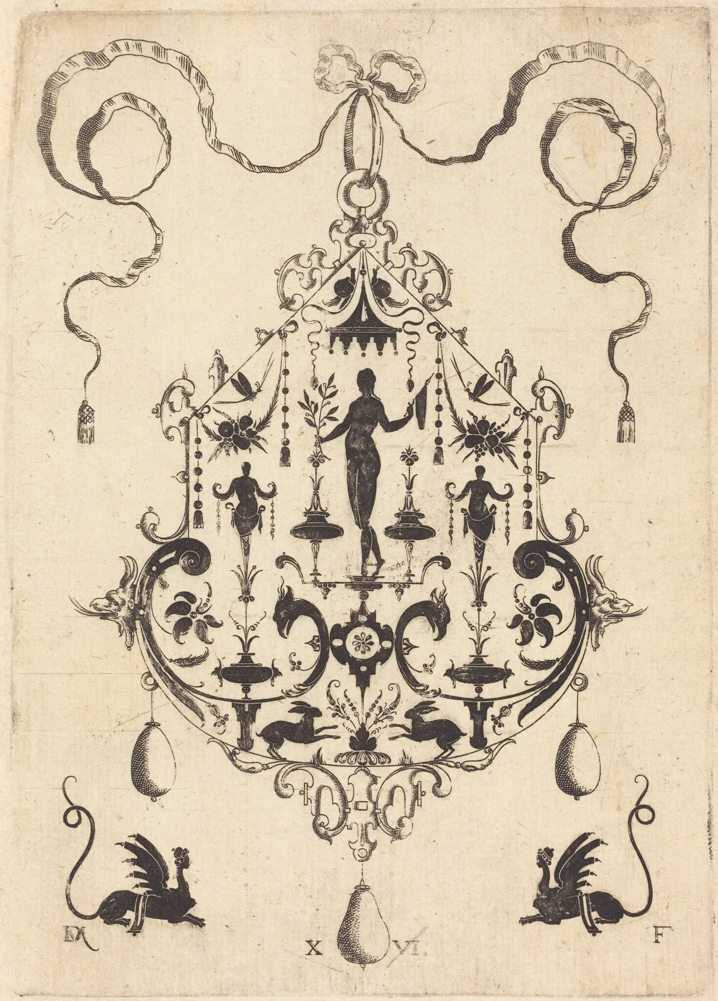 Large Pendant, Victory Flanked by Two Herms at Centre, detail