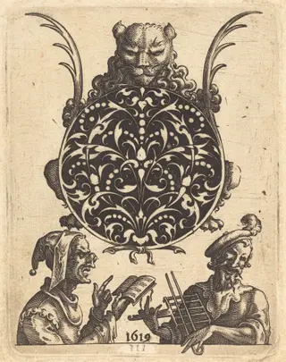 Jewelry Design with a Lion's Head, by Jean Toutin, ink, 1619