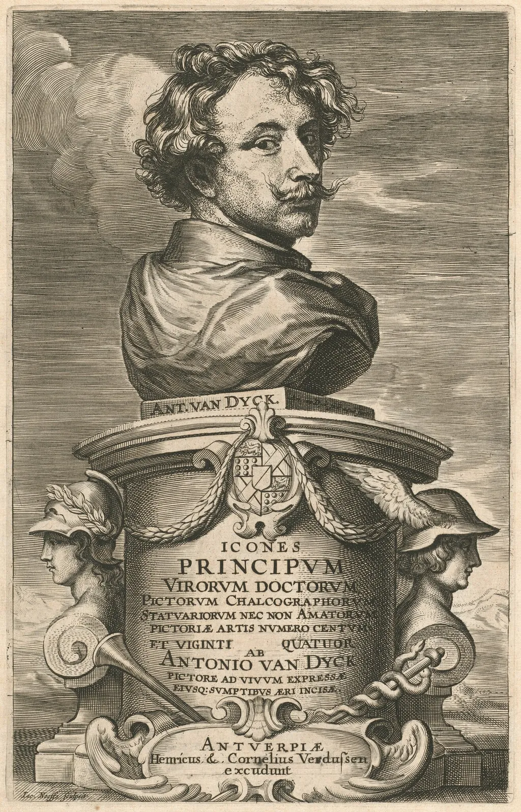 Self-Portrait, by Anthony van Dyck, ink, 1634