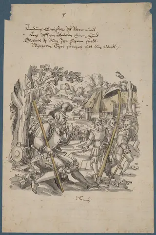 William Tell Refusing to Honor Governor Gessler's Hat, by Hans Kaspar Lang the Elder, ink, 1624