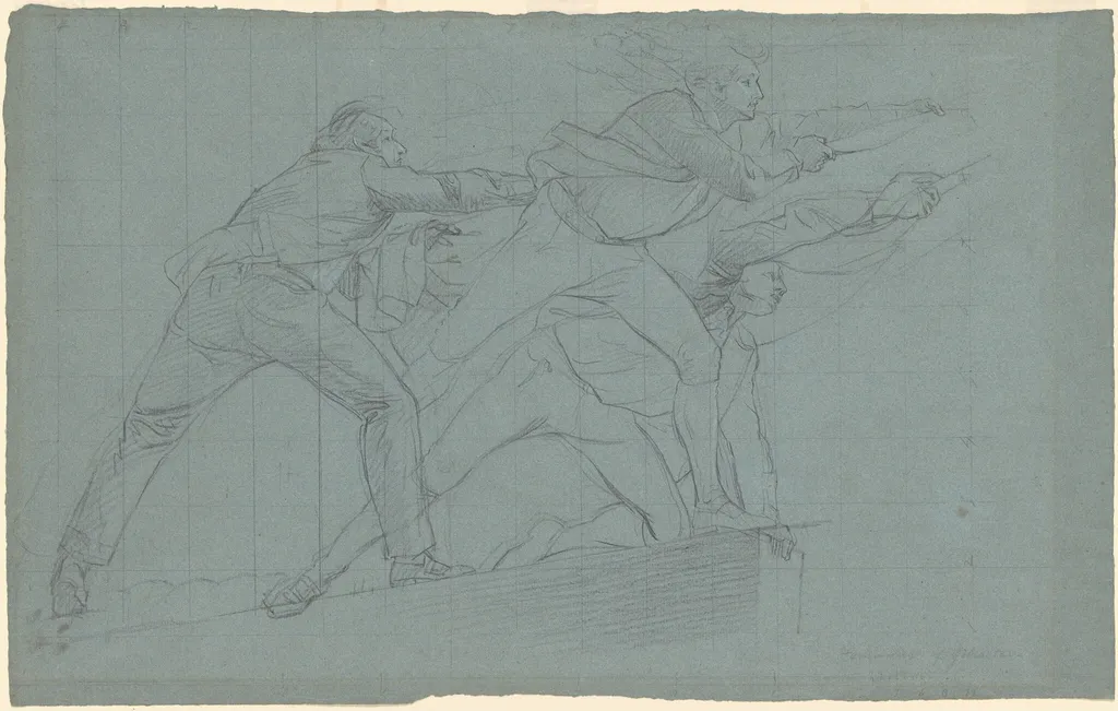 Study for "The Defeat of the Floating Batteries at Gibraltar", by John Singleton Copley, graphite, 1784