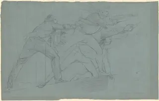 Study for "The Defeat of the Floating Batteries at Gibraltar", by John Singleton Copley, graphite, 1784