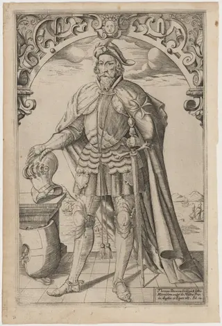 Sir Thomas Docwra, Knight of Malta, by William Rogers, ink, 1602
