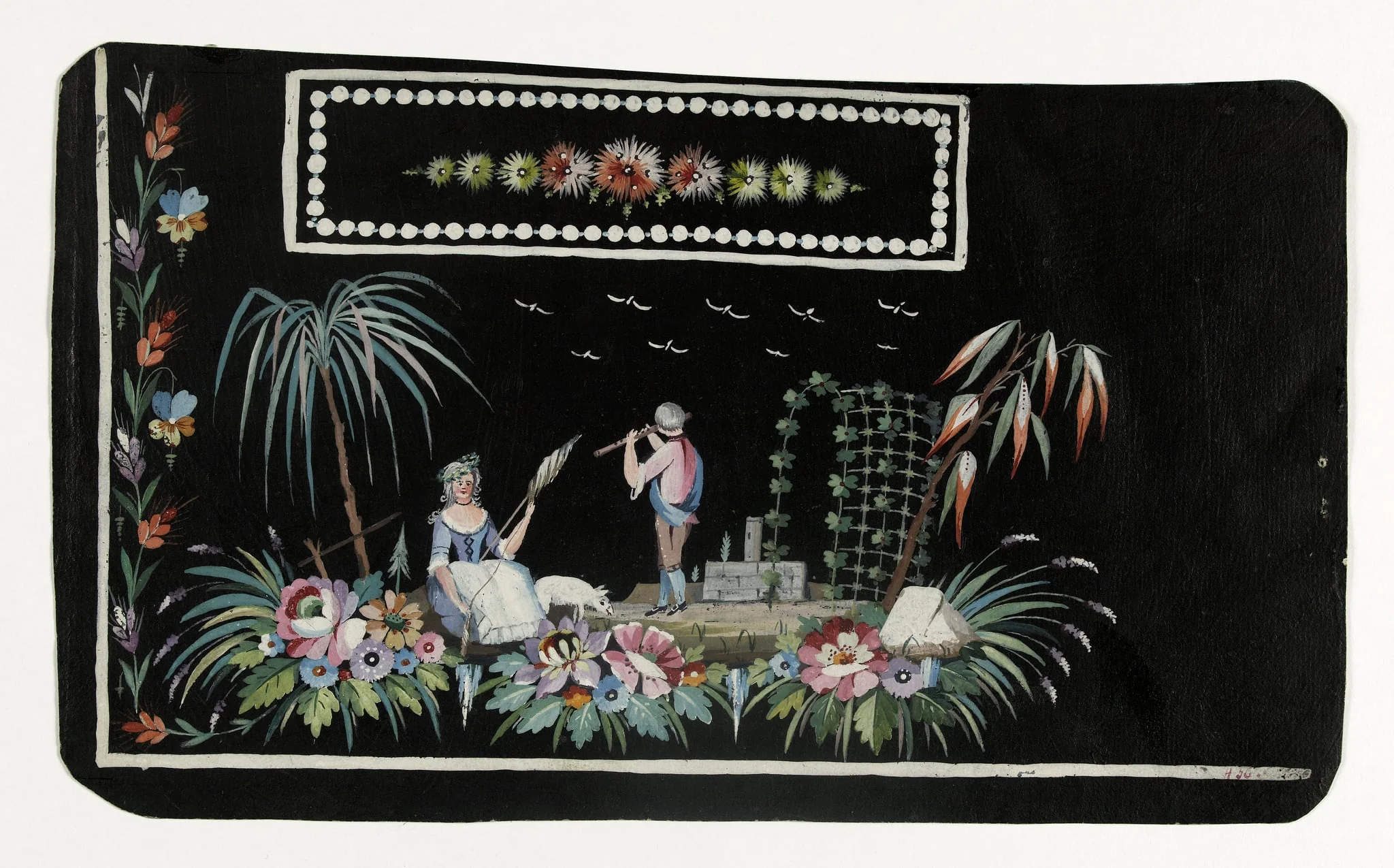 Gilet décor scène de bergers, projets de broderies de gilet, XVIIIème siècle, detail