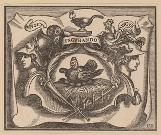 Vignette for the Title Page of C. Peregrino, Principes Hollandiae et Zelandiae, by Christoffel Jegher, ink, 1632