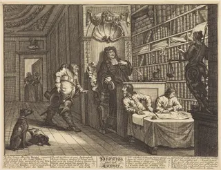 Hudibras and the Lawyer, by William Hogarth, ink, 1726