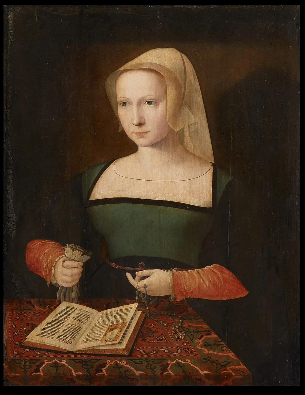 Portrait of a Young Woman, by Master of the Female Half-Lengths, oil, 1550
