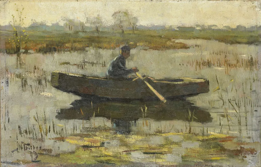 Man in een roeiboot, by Herman Wolbers, oil, 1903